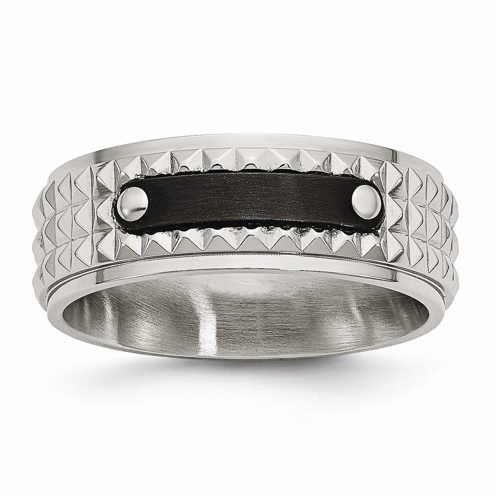 Sophia Jewelers Stainless Steel Wedding Band with Black IP-Plated Finish - 8