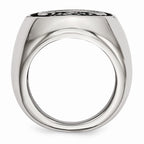 Stainless Steel Men's Anchor Ring with Polished Antiqued Finish