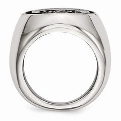 Stainless Steel Men's Anchor Ring with Polished Antiqued Finish - 9
