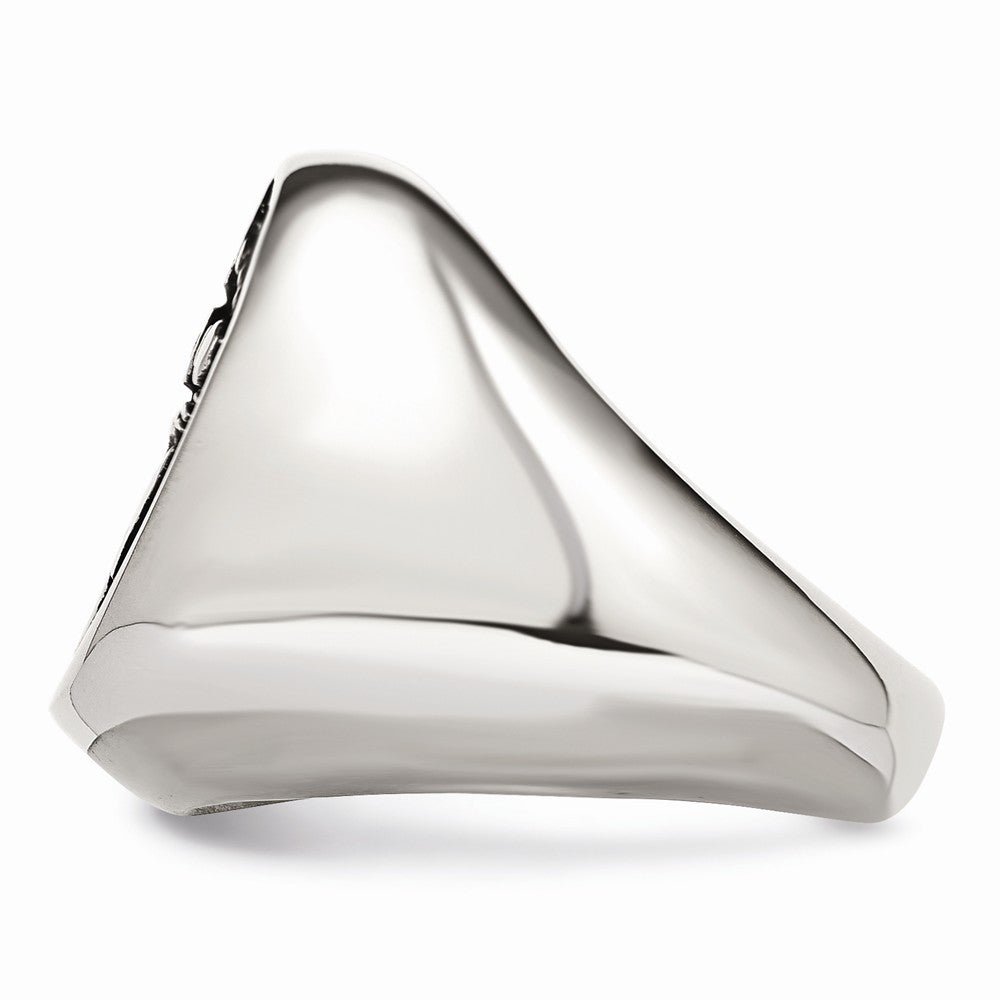 Stainless Steel Men's Anchor Ring with Polished Antiqued Finish