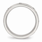 CZ Grooved Wedding Band in Stainless Steel, 6mm