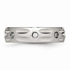 CZ Grooved Wedding Band in Stainless Steel, 6mm