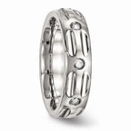 CZ Grooved Wedding Band in Stainless Steel, 6mm