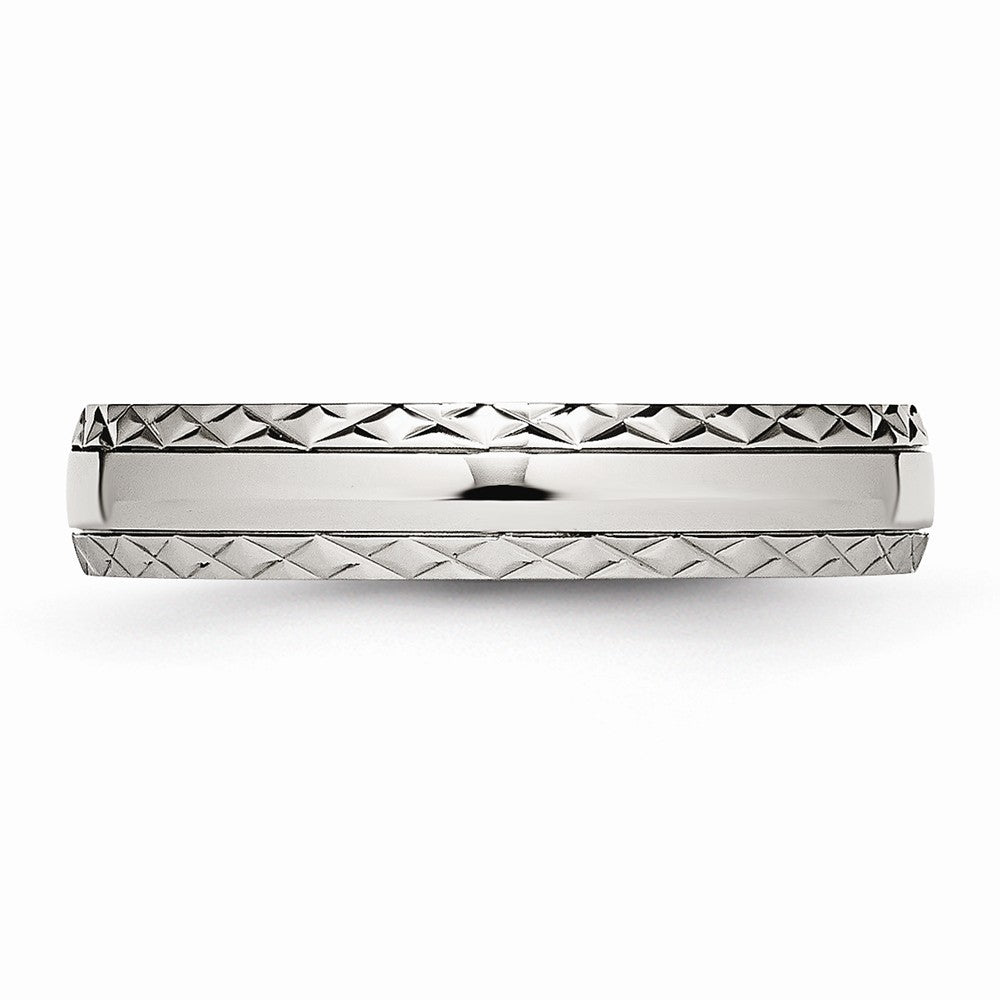 Sophia Jewelers Stainless Steel Criss Cross Wedding Band Polished Finish - 6 - 6