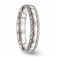 Sophia Jewelers Stainless Steel Criss Cross Wedding Band Polished Finish - 6 - 6