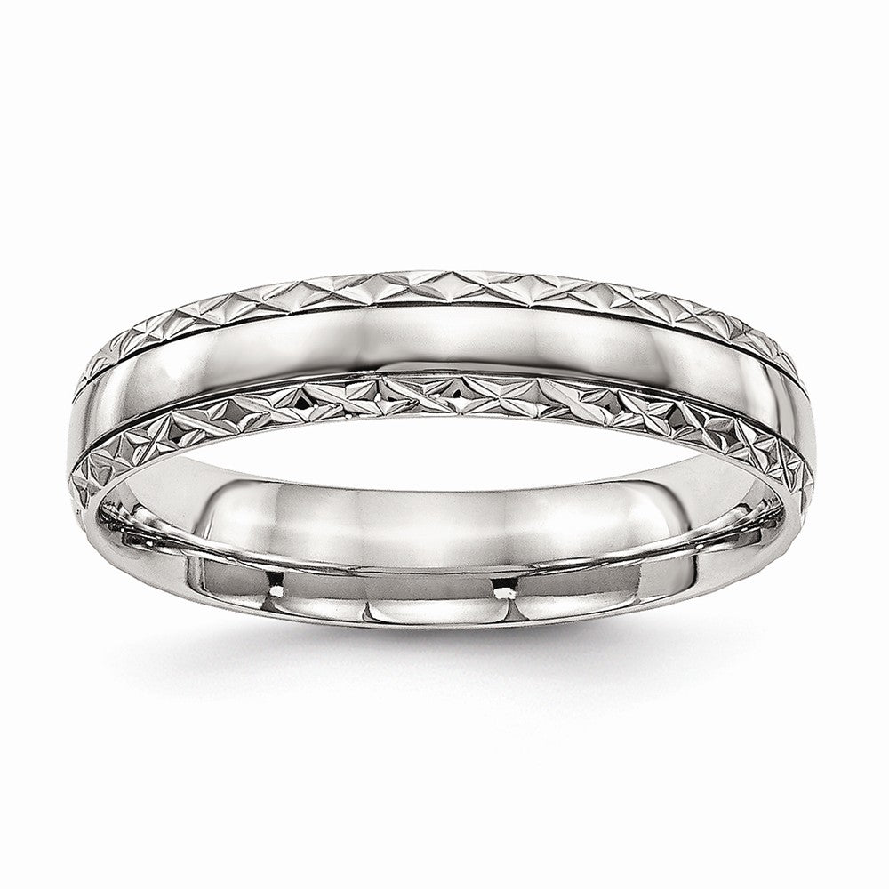 Criss-Cross Wedding Band in Stainless Steel, 5mm