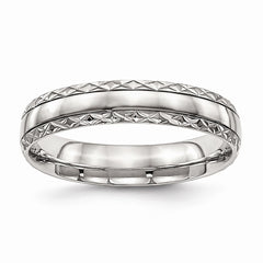 Sophia Jewelers Stainless Steel Criss Cross Wedding Band Polished Finish - 6 - 6