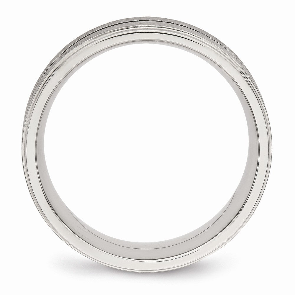 Grooved Wedding Band in Stainless Steel, 8mm