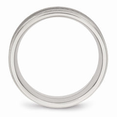 Sophia Jewelers 8mm Polished Stainless Steel Grooved Wedding Band - 7 - 7