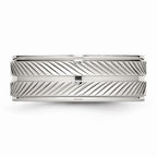Grooved Wedding Band in Stainless Steel, 8mm