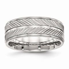 Sophia Jewelers 8mm Polished Stainless Steel Grooved Wedding Band - 7 - 7