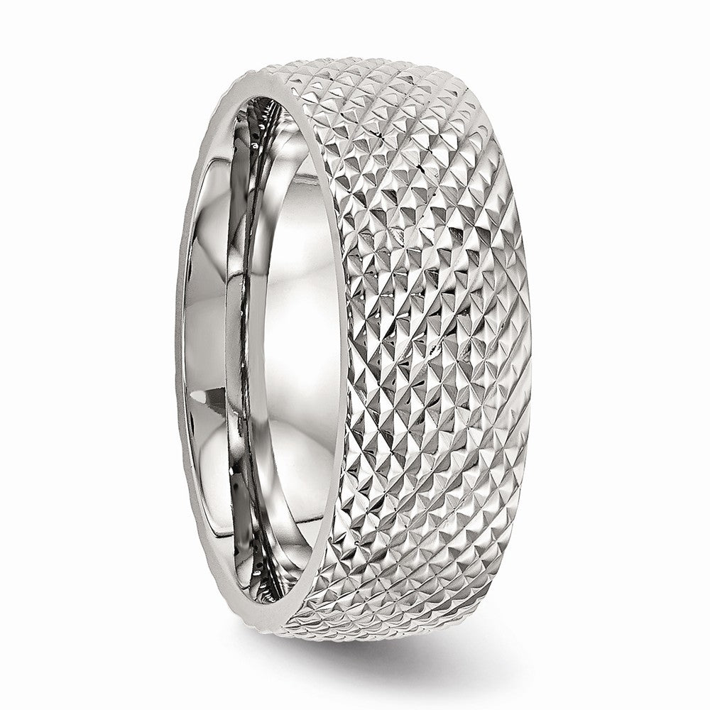 Polished & Textured Wedding Band in Stainless Steel, 8mm