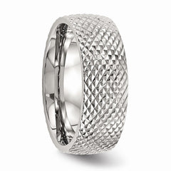 Sophia Jewelers Polished Stainless Steel Wedding Band 8mm Elegant Design - 7 - 7