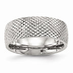 Polished & Textured Wedding Band in Stainless Steel, 8mm
