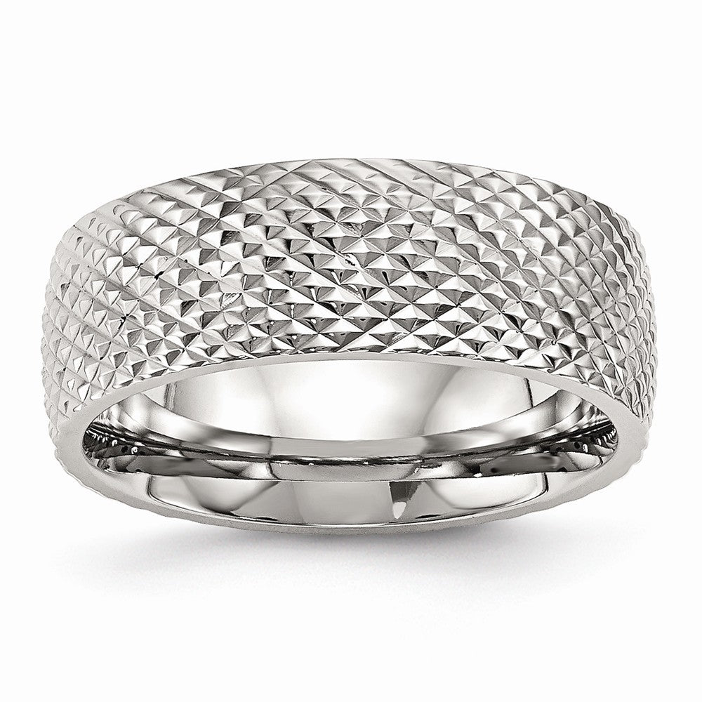 Sophia Jewelers Polished Stainless Steel Wedding Band 8mm Elegant Design - 7 - 7