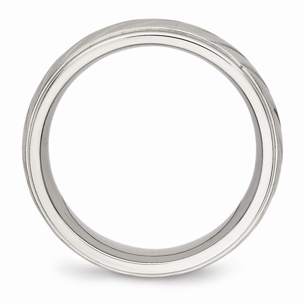 Grooved Wedding Band in Stainless Steel, 7mm