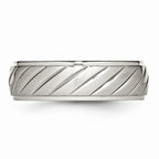Grooved Wedding Band in Stainless Steel, 7mm