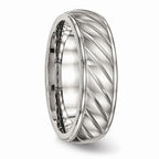 Grooved Wedding Band in Stainless Steel, 7mm