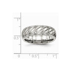 Stainless Steel Brushed and Polished Grooved Ring