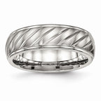Grooved Wedding Band in Stainless Steel, 7mm
