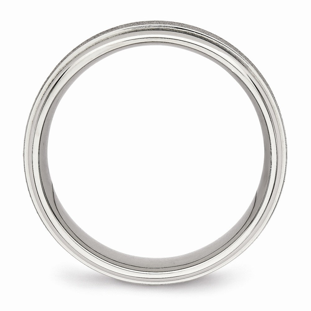 Ridged Edge Wedding Band in Stainless Steel, 7mm Secondary image
