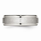 Ridged Edge Wedding Band in Stainless Steel, 7mm