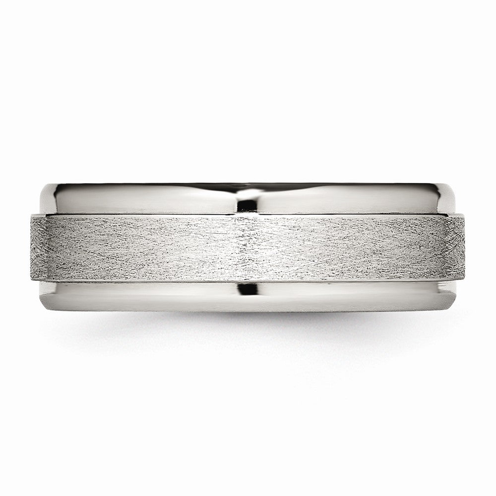Ridged Edge Wedding Band in Stainless Steel, 7mm