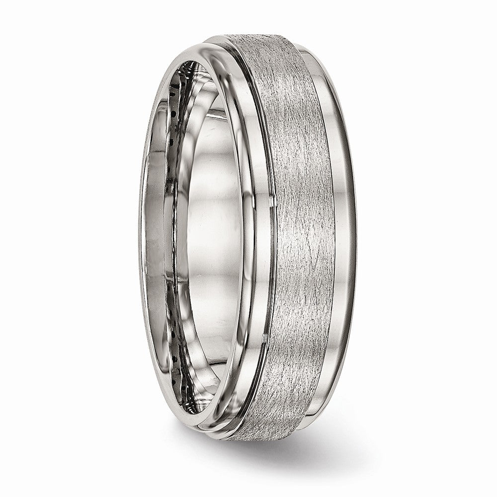 Ridged Edge Wedding Band in Stainless Steel, 7mm