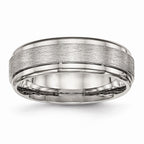 Ridged Edge Wedding Band in Stainless Steel, 7mm