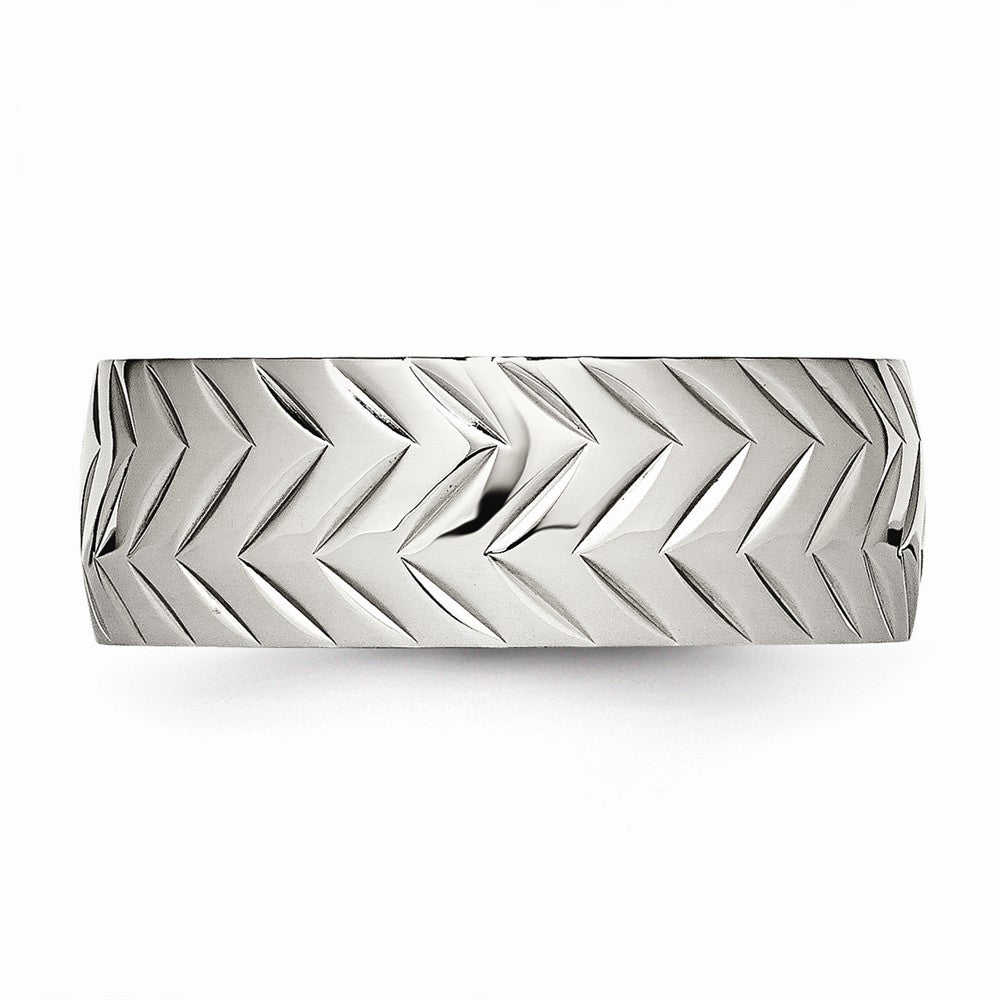 Sophia Jewelers Stainless Steel Polished Wedding Band with Diamond Cut Elegance - 7 - 7