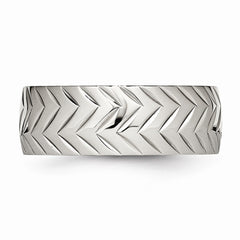 Sophia Jewelers Stainless Steel Polished Wedding Band with Diamond Cut Elegance - 7 - 7