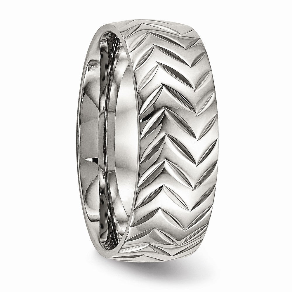Sophia Jewelers Stainless Steel Polished Wedding Band with Diamond Cut Elegance - 7 - 7