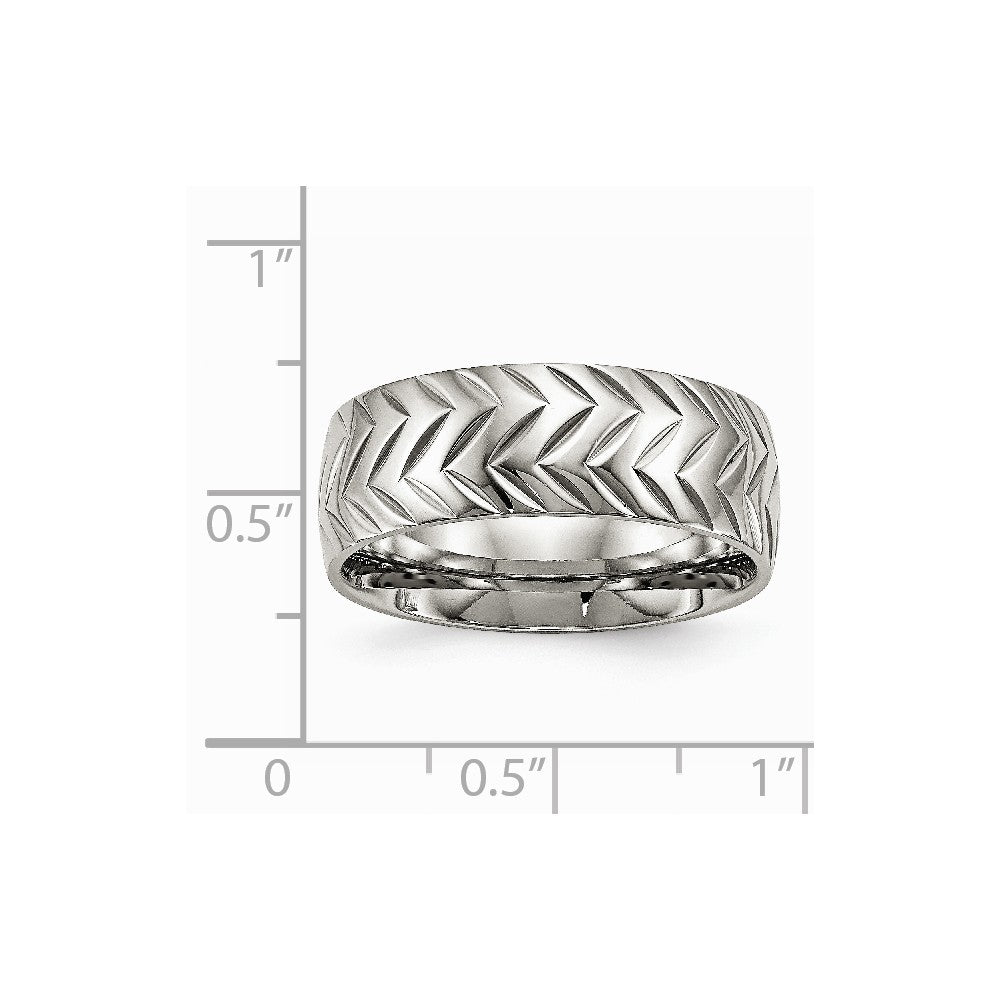 Stainless Steel Polished Diamond Cut Ring