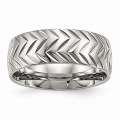 Sophia Jewelers Stainless Steel Polished Wedding Band with Diamond Cut Elegance - 7 - 7
