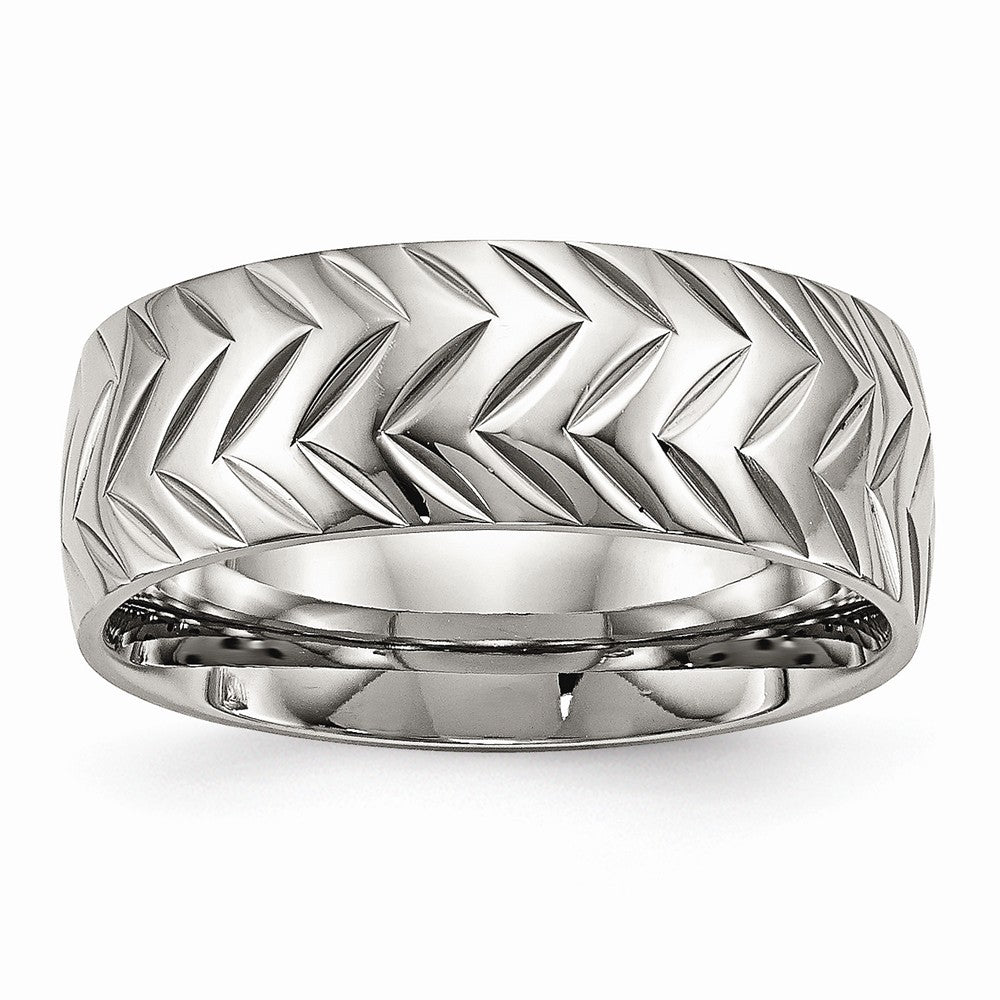 Sophia Jewelers Stainless Steel Polished Wedding Band with Diamond Cut Elegance - 7 - 7