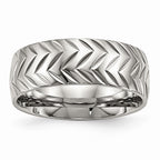Diamond-Cut Wedding Band in Stainless Steel, 8mm
