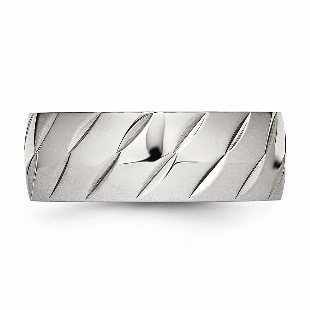 Diamond-Cut Wedding Band in Stainless Steel, 8mm