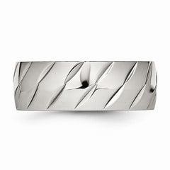 Sophia Jewelers Polished Stainless Steel 8mm Wedding Band Ring - 7 - 7