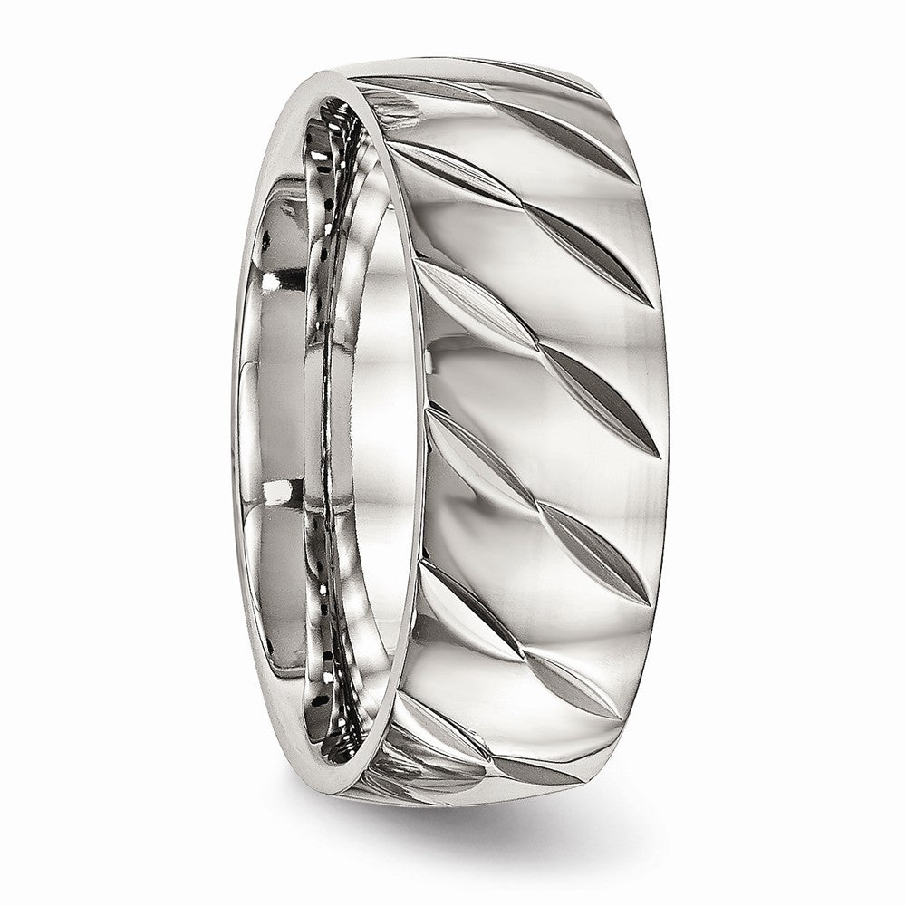 Diamond-Cut Wedding Band in Stainless Steel, 8mm