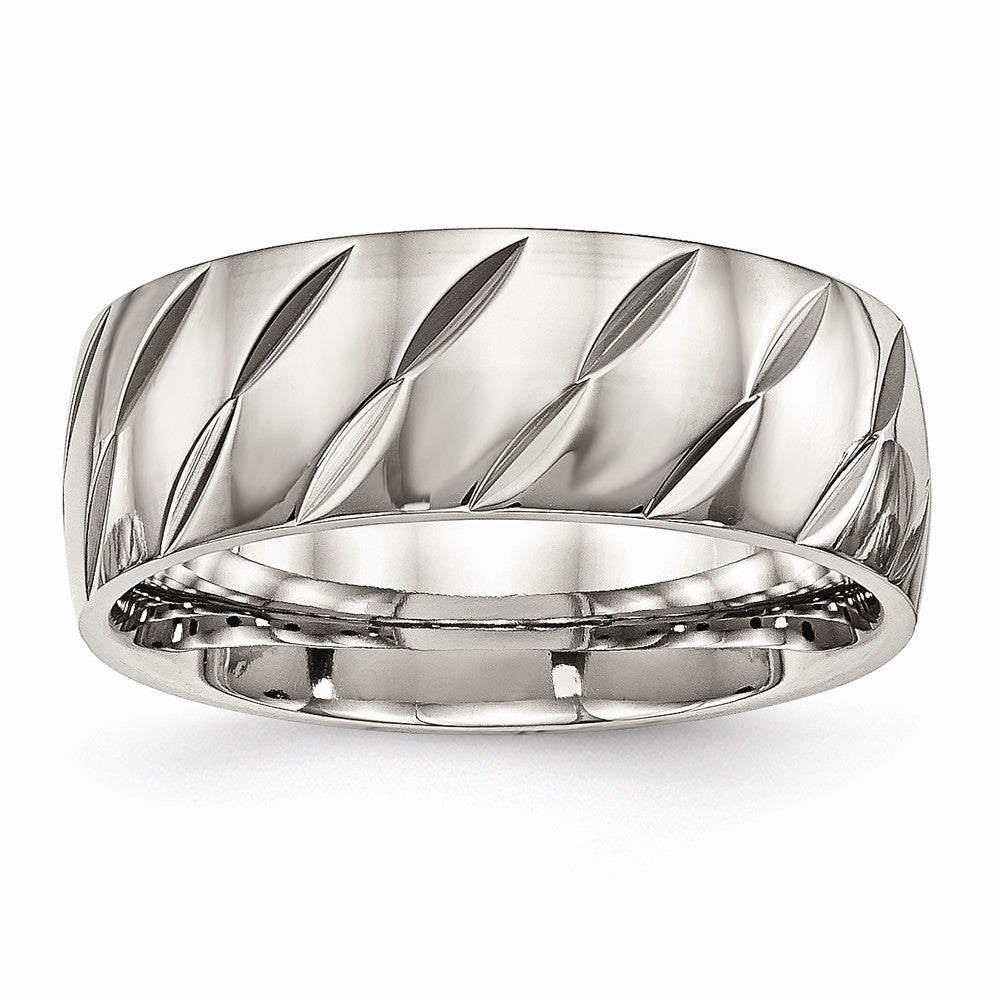 Diamond-Cut Wedding Band in Stainless Steel, 8mm Secondary image