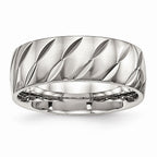 Diamond-Cut Wedding Band in Stainless Steel, 8mm