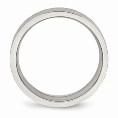 Stainless Steel Wedding Band with Polished Textured Finish - 7 - 7
