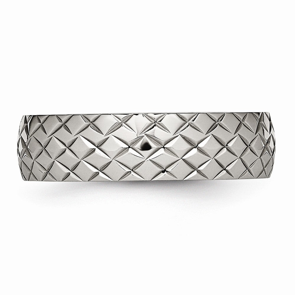 Criss-Cross Wedding Band in Stainless Steel, 6mm