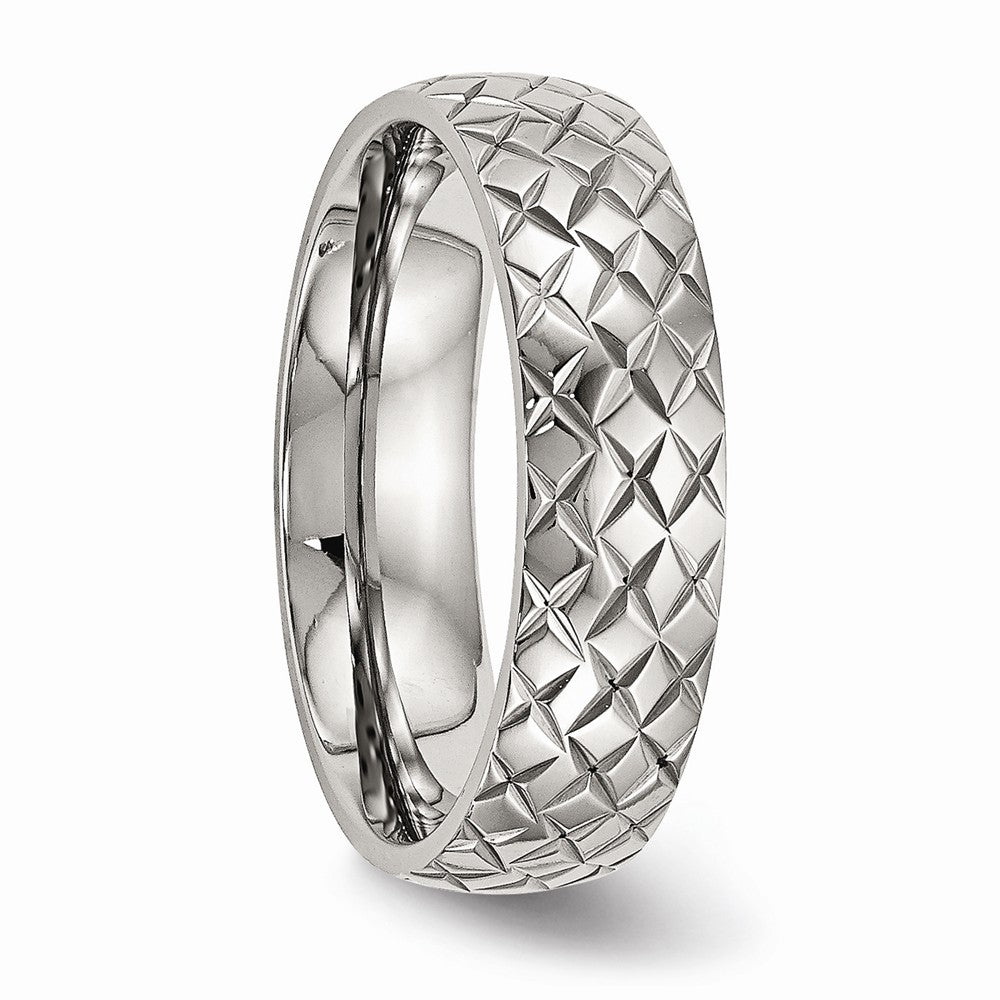 Criss-Cross Wedding Band in Stainless Steel, 6mm