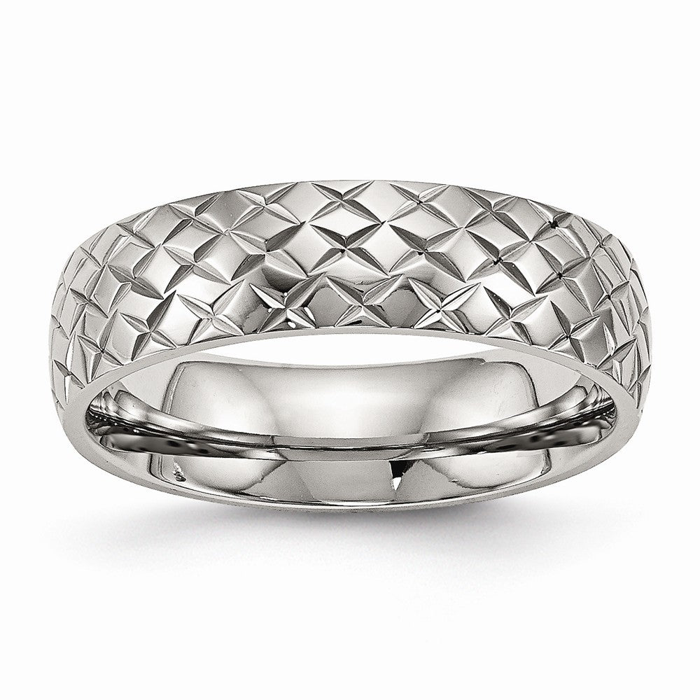 Criss-Cross Wedding Band in Stainless Steel, 6mm Main image
