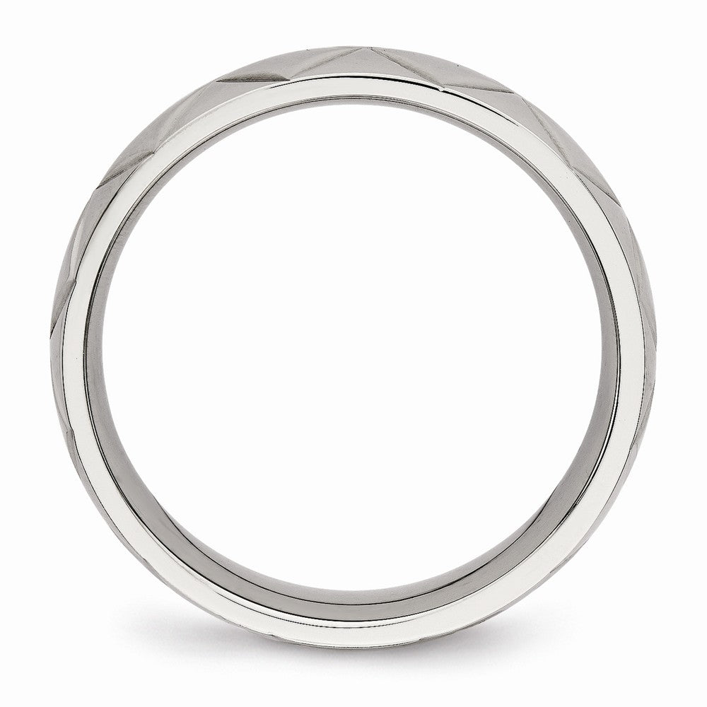 Sophia Jewelers Stainless Steel Polished Wedding Band with Modern Diamond Cut - 6 - 6