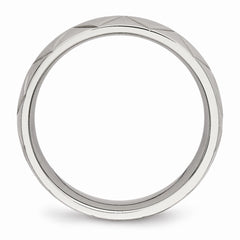 Sophia Jewelers Stainless Steel Polished Wedding Band with Modern Diamond Cut - 6 - 6