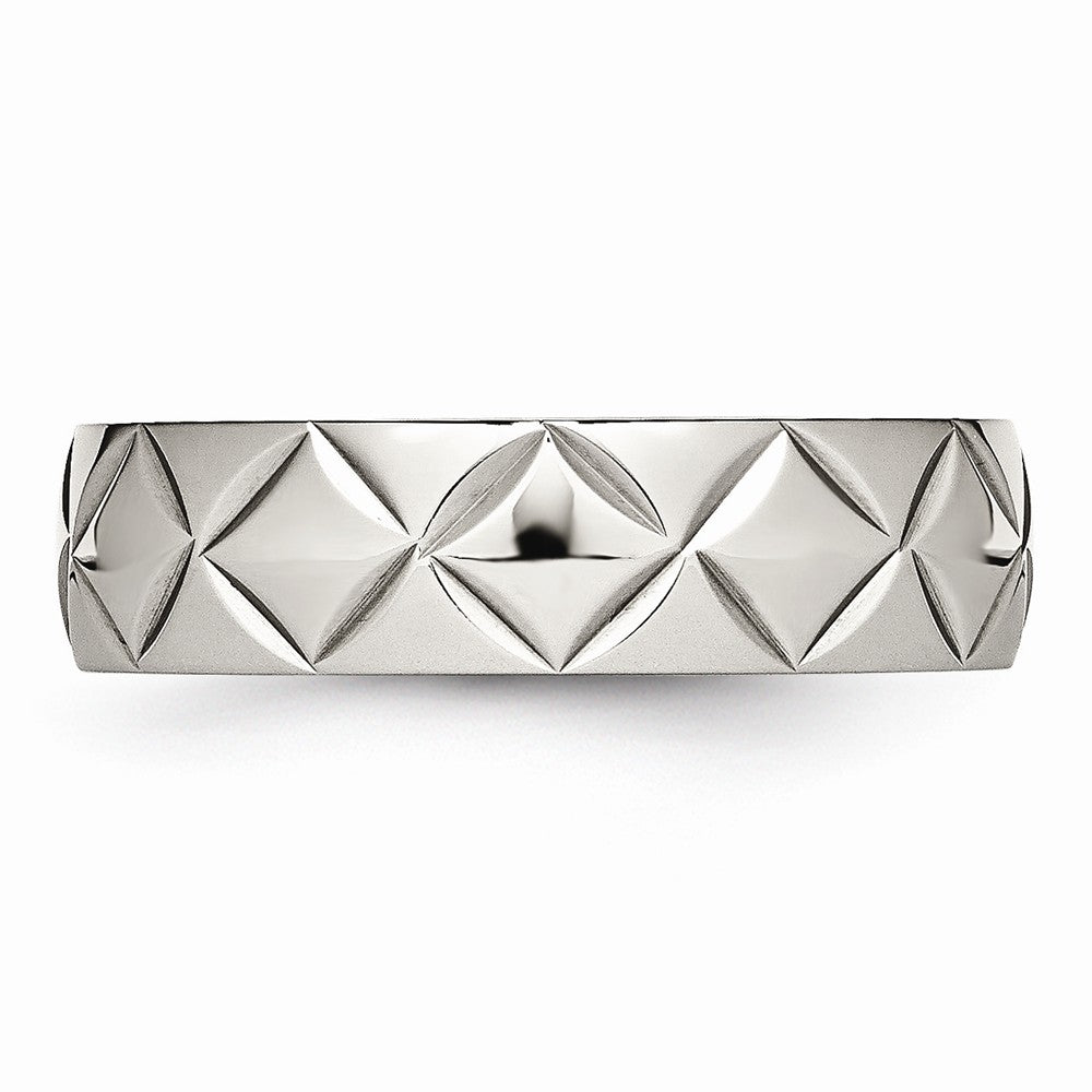 Sophia Jewelers Stainless Steel Polished Wedding Band with Modern Diamond Cut - 6 - 6