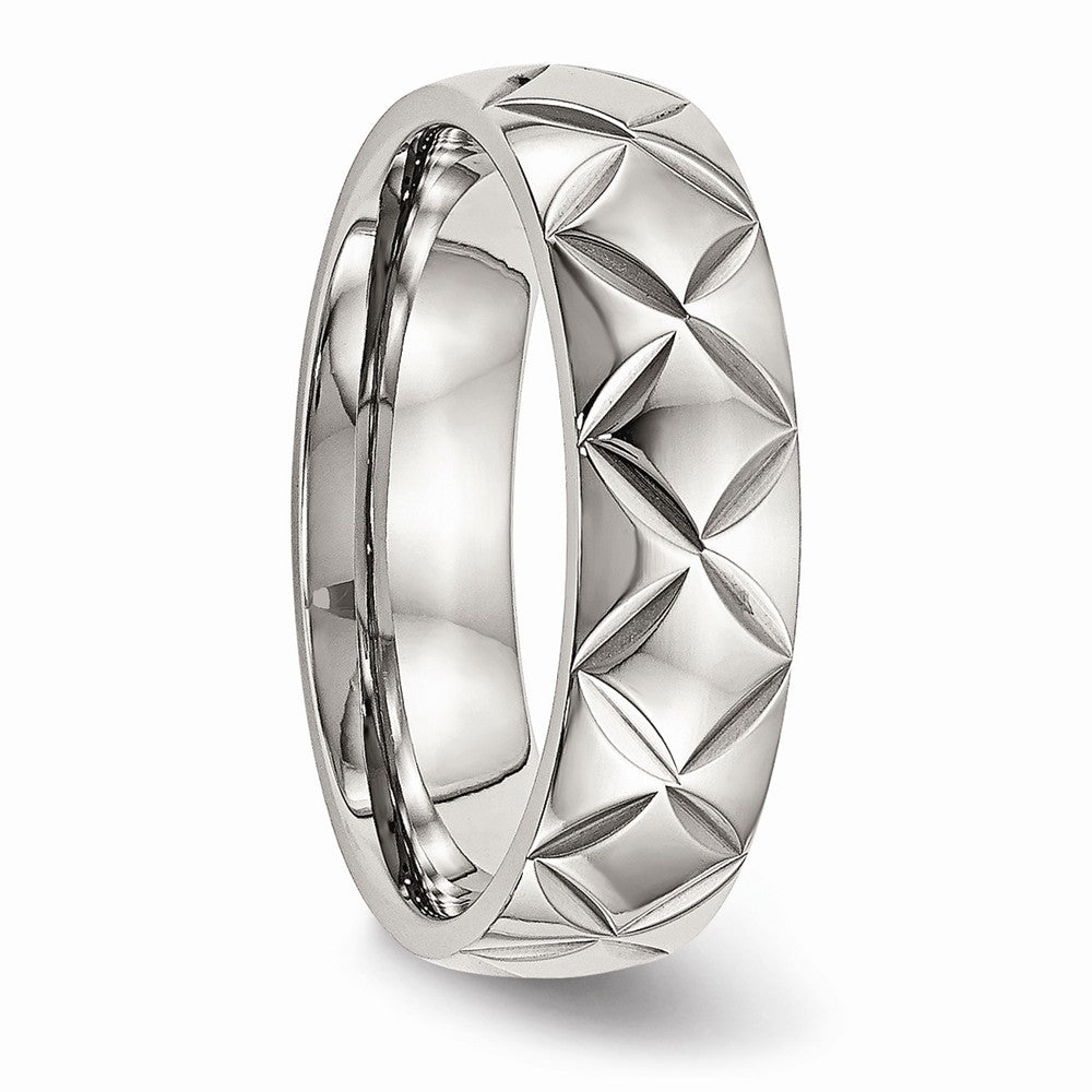 Sophia Jewelers Stainless Steel Polished Wedding Band with Modern Diamond Cut - 6 - 6