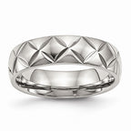 Criss-Cross Diamond-Cut Wedding Band in Stainless Steel, 6mm